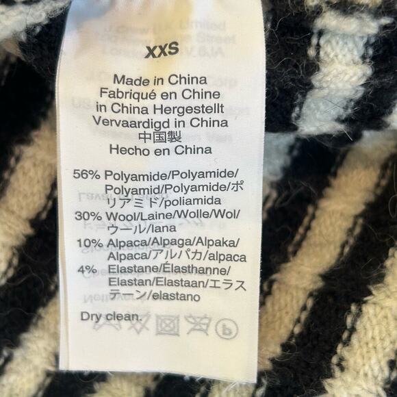 Madewell Sweater Women XXS Black White Striped Wool Alpaca Long Sleeve Pullover - Picture 7 of 9